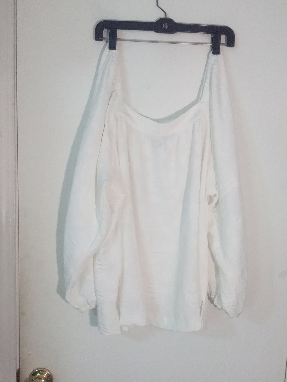 Nina Leonard White Off Shoulder Blouse 1X Plus New NWOT Textured